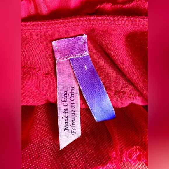 ANTHROPOLOGIE RED TIERED RUFFLE CAMISOLE TOP TANK BLOUSE TULLE COTTON MODAL SM - Picture 6 of 6